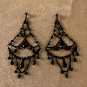 Parisian Jet beaded chandelier earrings.